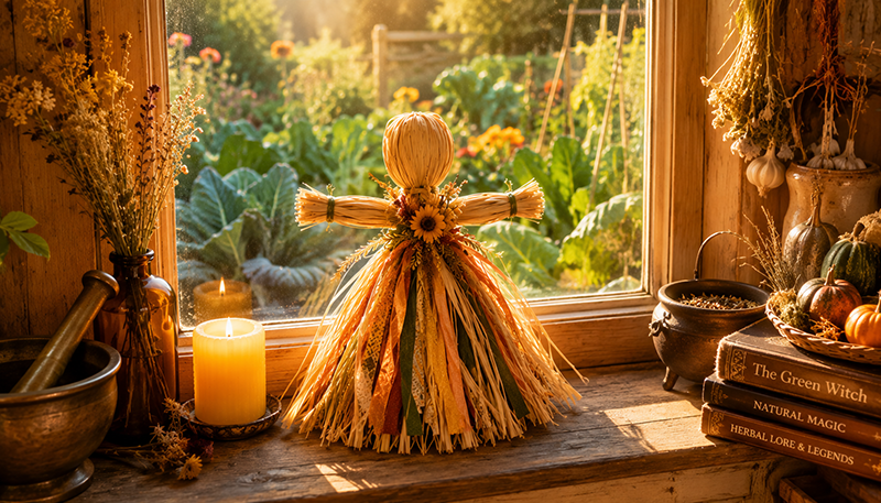 Golden Harvest Doll in the window